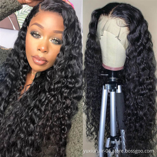 Wholesale Free Shipping Cuticle Aligned Unprocessed Brazilian Water Wave Virgin Human Hair Full Lace frontal Wig For Black Women